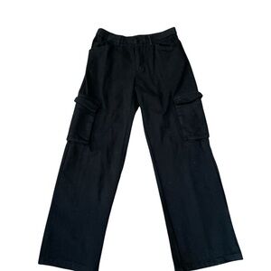 Shein Cargo Pants Women's Small NWOT Black Wide Leg Cotton